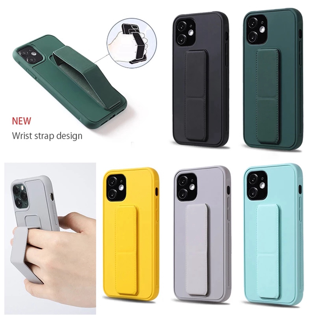 Ốp điện thoại TPU nhám màu trơn có dây đeo cổ tay làm giá đỡ cho Iphone 12 pro max /12 / 12 mini /11 Pro Max