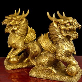 Cặp kỳ lân bệ vuông đồng 12x11cm - 1.2kg