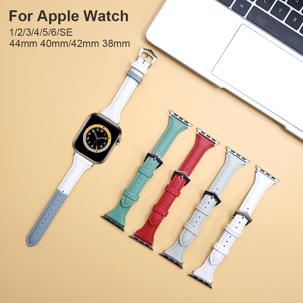 Dây Đeo Bằng Da Mỏng Kích Thước 40mm 38mm Dành Cho Đồng Hồ Thông Minh Iwatch 1 2 3 4 5 6 Se 44mm 42mm
