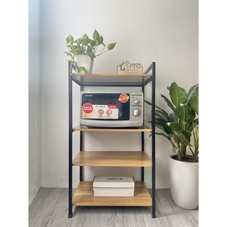 Kệ Lò Vi Sóng Sâu 40cm - Kệ Bếp Đứng 4 Tầng Khung Sắt, Sàn Gỗ Cực Chắc Chắn Sâu 40cm