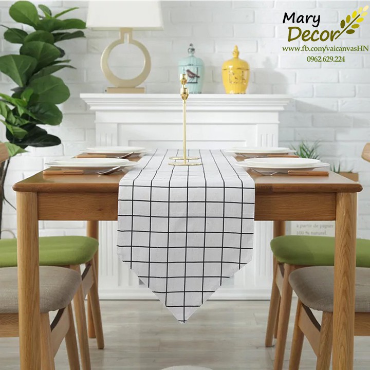 KHĂN RUNNER MARY DECOR - CARO TRẮNG KR-A04