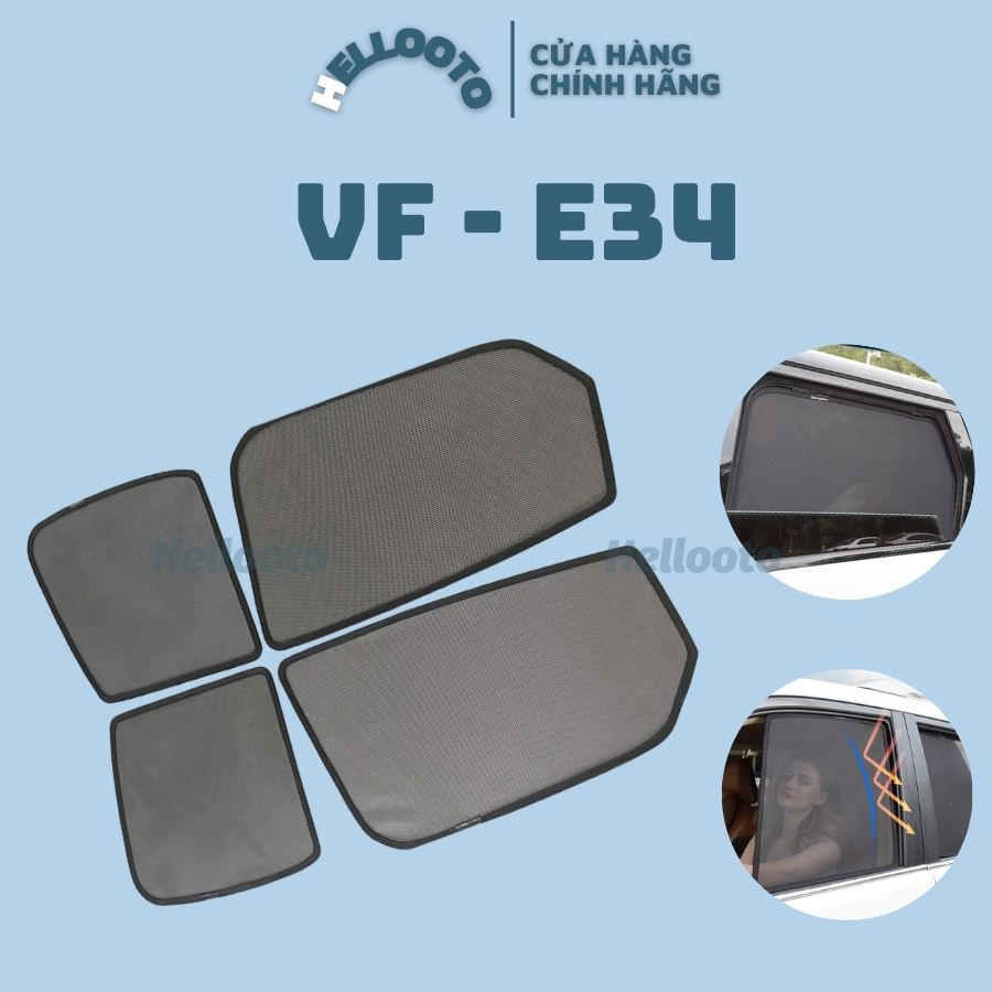 Rèm che nắng nam châm xe Vinfast E34 - Bộ 4 tấm chắn nắng chuẩn form xe, nam châm hút mạnh