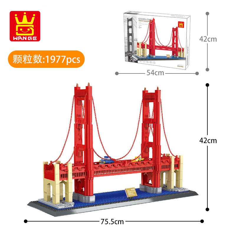 BILEGOX Lego Cây cầu vàng của Mỹ  WANGE 6210 - 1977 pcs