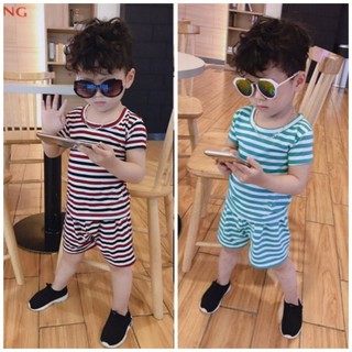 Bộ thun cotton kẻ cho bé trai bé gái 8-18kg