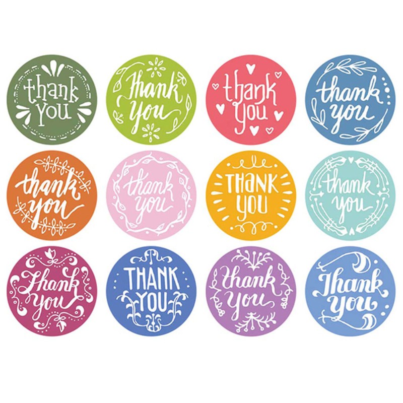 （good） 500Pcs/Roll 12 Styles Round Thank You Stickers Wedding Gift Packaging Seal Label