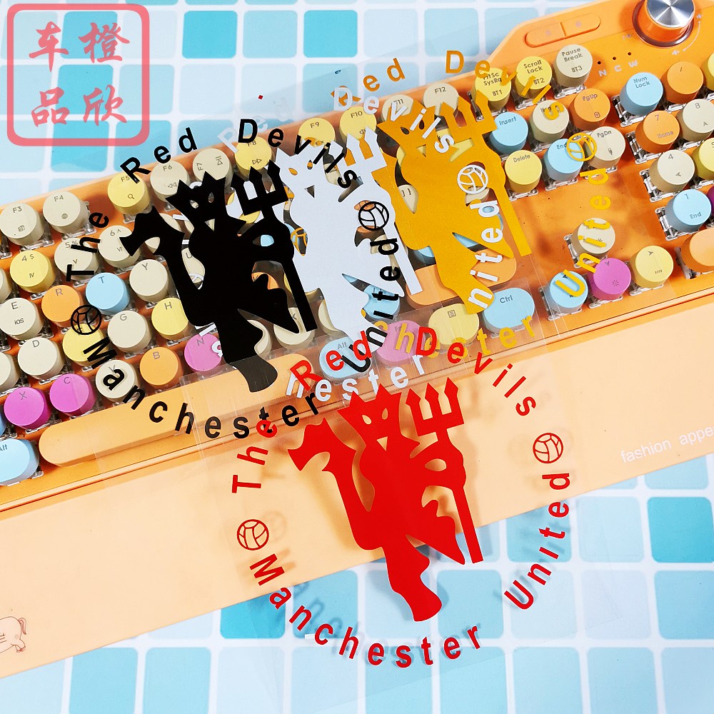 Miếng Dán Trang Trí Phản Quang Laser Hình Manchester United Red Devils Cho Nắp Bình Xăng Xe Hơi / Xe Máy / Laptop