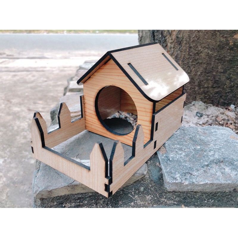 Nhà vườn cho Hamster.Nhà gỗ lắp ráp