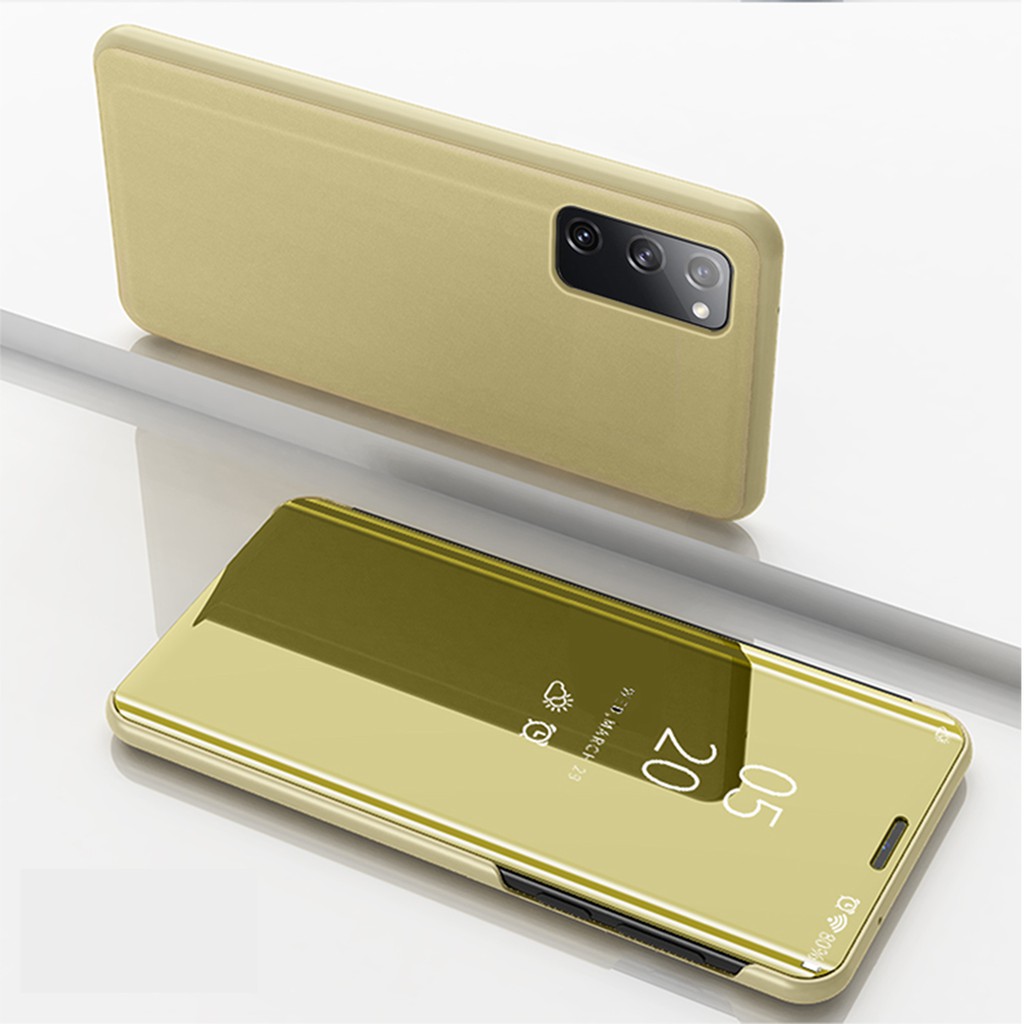 Ốp điện thoại da mặt gương thông minh có giá đỡ chống sốc cho Samsung Galaxy M51 S20 FE Fan Edition 5G A51 A71 5G
