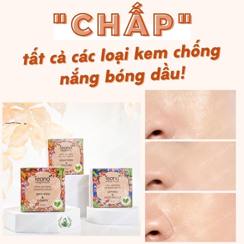 Serum bột - phấn phủ Teana Vegenius 100% Natural Powder Serum kiềm dầu, làm mướt da, mờ lỗ chân lông