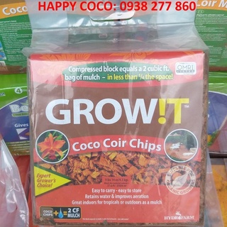 Vỏ Mụn Xơ dừa cắt đóng kiện GROW!T Coco chips 5kg, Gía thể trồng cây GROW !T, Hàng chuẩn xuất khẩu