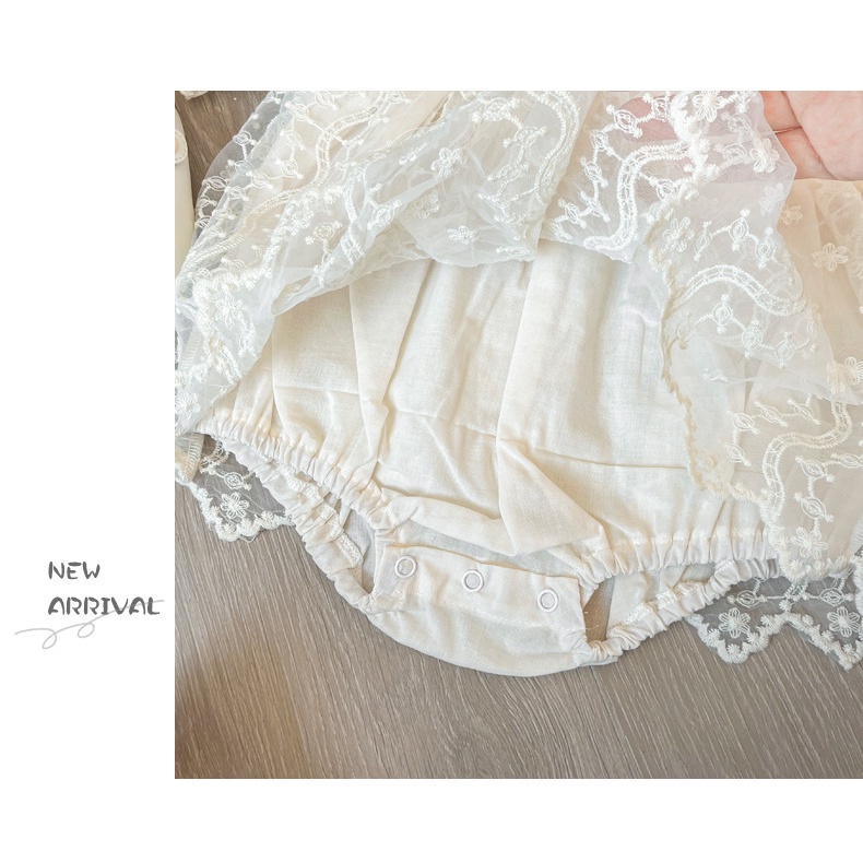 Đầm Công Chúa Liền Thân Phối Ren Dễ Thương Cho Bé Gái