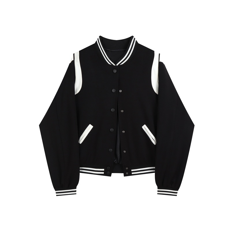 Áo khoác Bomber đen phối viền trắng