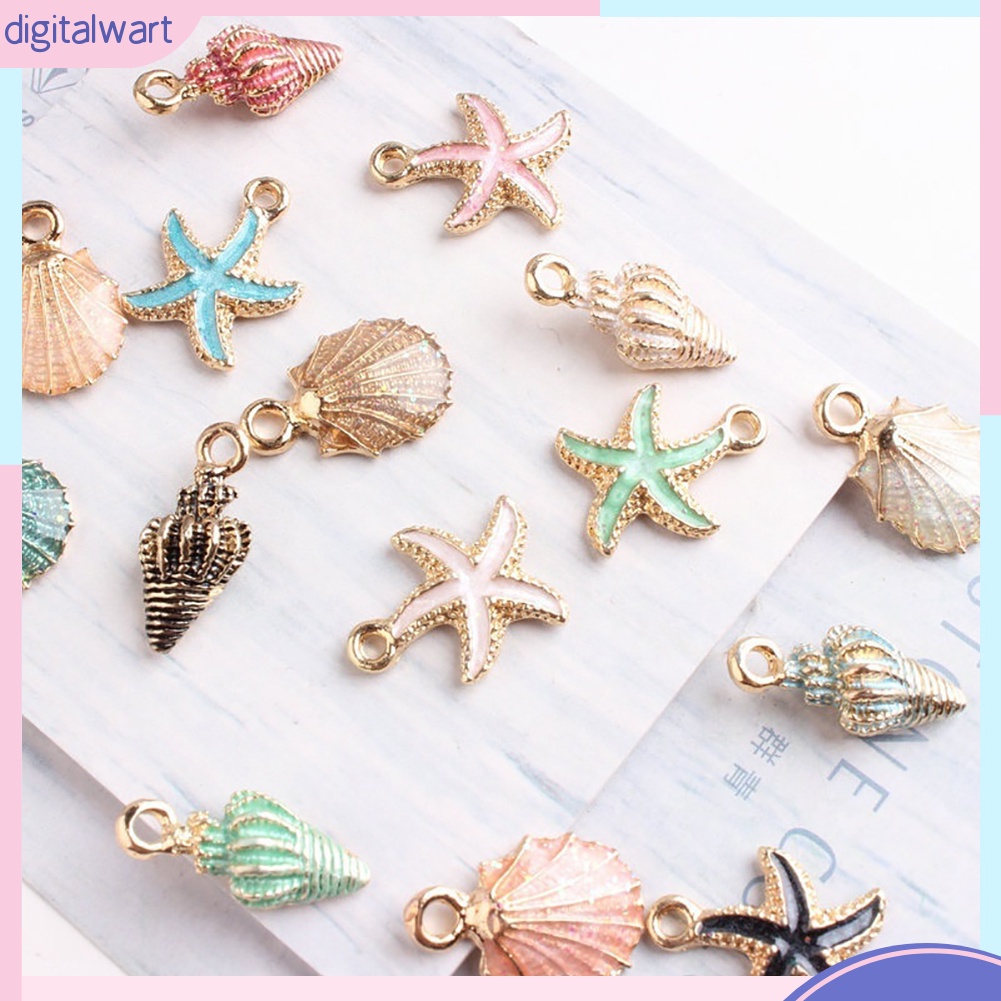 Set 10 mặt dây chuyền hình vỏ sò / ốc / sao biển tự làm đồ trang sức
