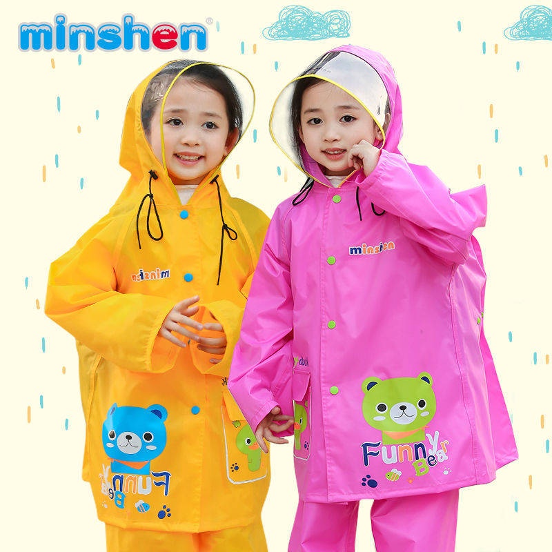 Bộ Áo Mưa + Quần Dài Chống Thấm Nước Thiết Kế Dễ Thương Cho Bé Trai Và Gái