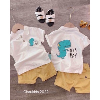 Sét áo thun cotton + quần thô bé trai
