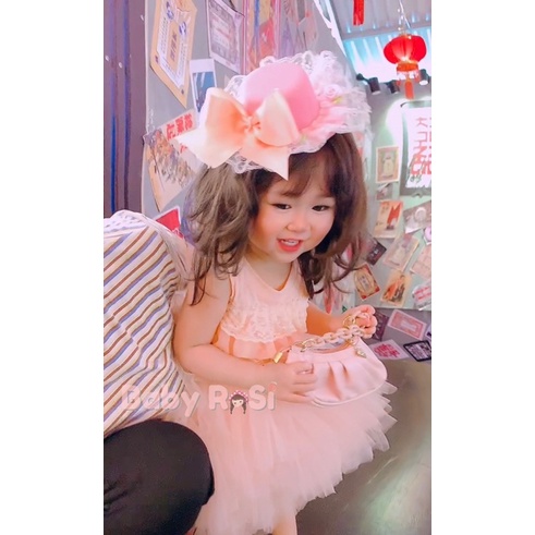 Váy công chúa tầng ren hồng cho bé