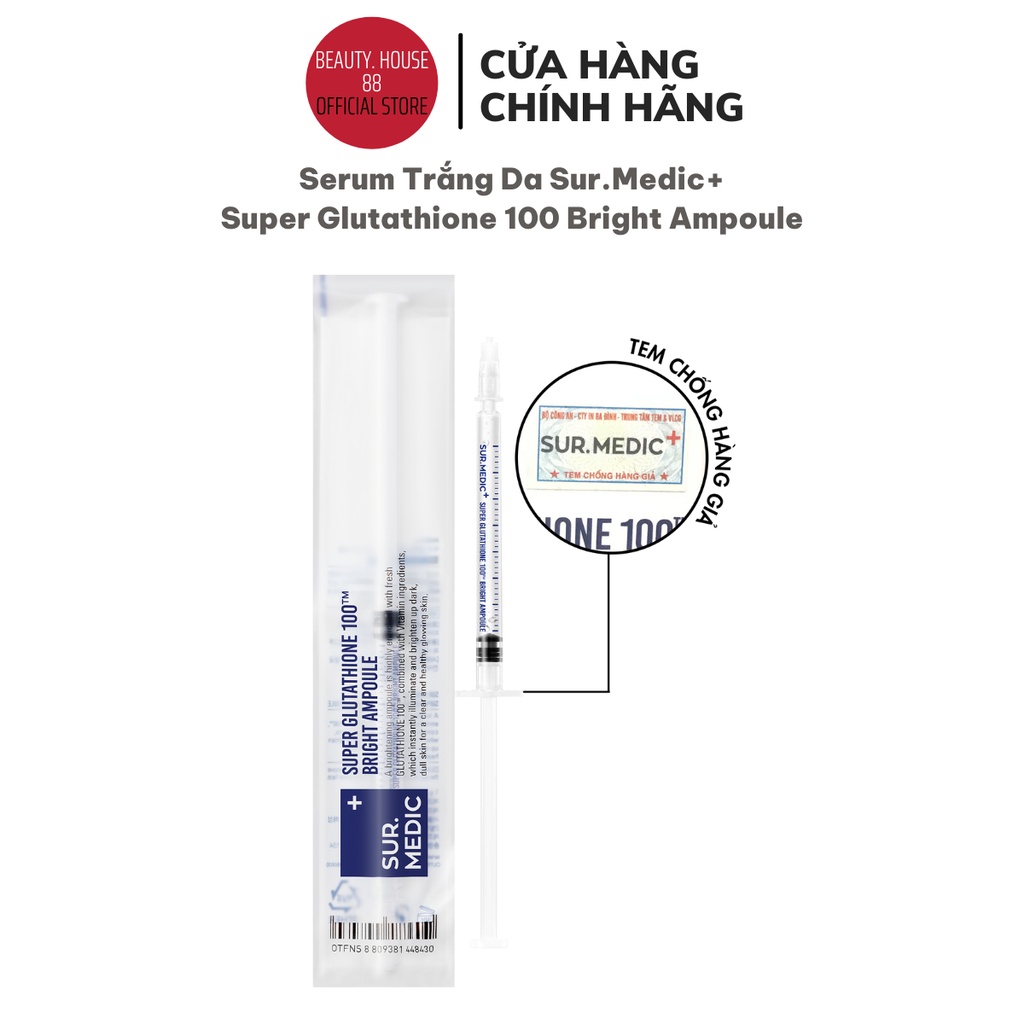 Tinh Chất Truyền Trắng Sur.Medic Super Glutathione 100 Bright Ampoule Sur Medic - Lẻ