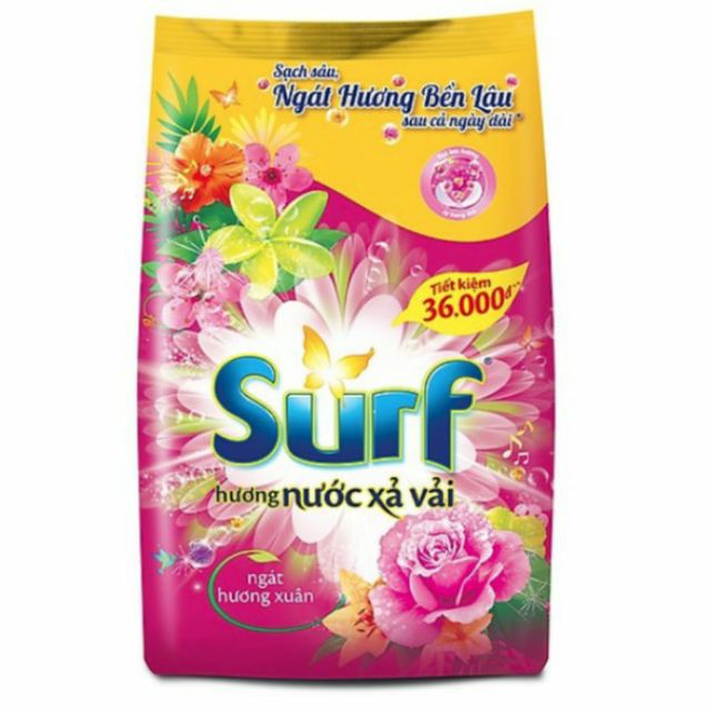 (MỚI) Bột giặt Surf hương Nước xả vải 5.8kg Tặng túi nước xả vải 750ml