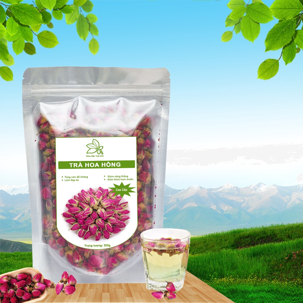 Trà Hoa Hồng Sấy Khô ❤️Freeship❤️ 200gr Đẹp Da, Giảm Stress, Thải Độc, Chống lão hóa