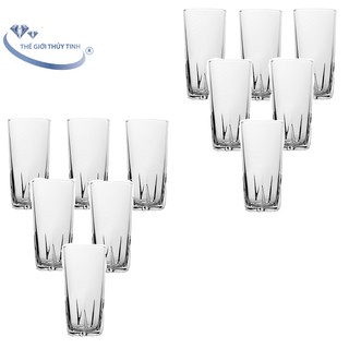 Bộ 12 Ly Cốc Thủy Tinh Uống Cà Phê 38 Khía 295ML Cẩm Đạt