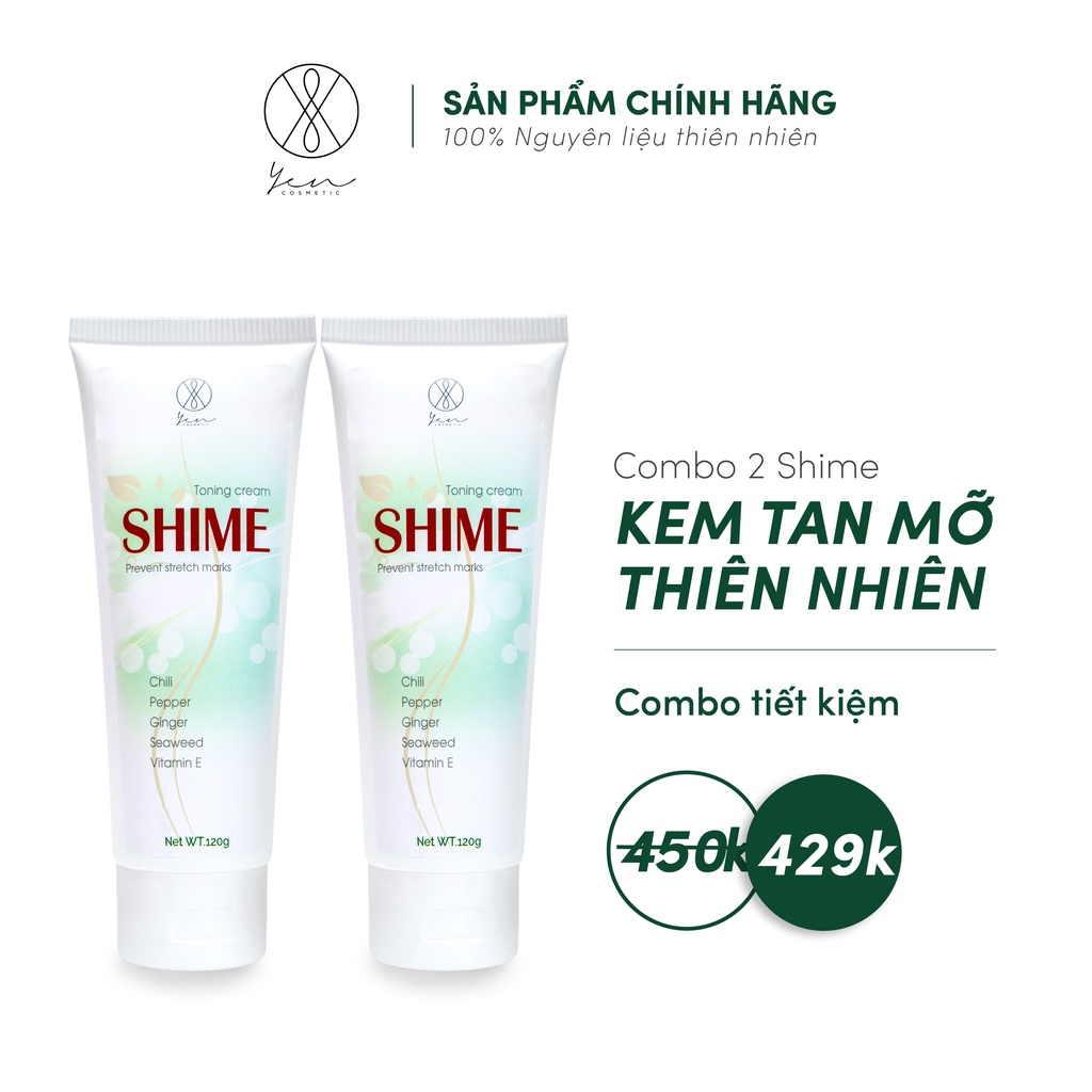 Combo 2 Kem Tan Mỡ Bụng Shime Giảm Cân Giảm Mỡ An Toàn Hiệu Quả Chiết Xuất Từ Thiên Nhiên 120g/tuýp