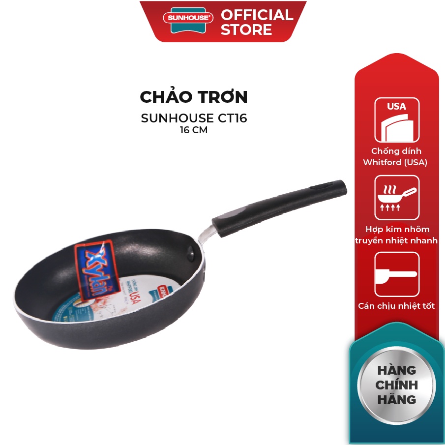 Chảo Chống Dính SUNHOUSE Trơn Size 16-30cm