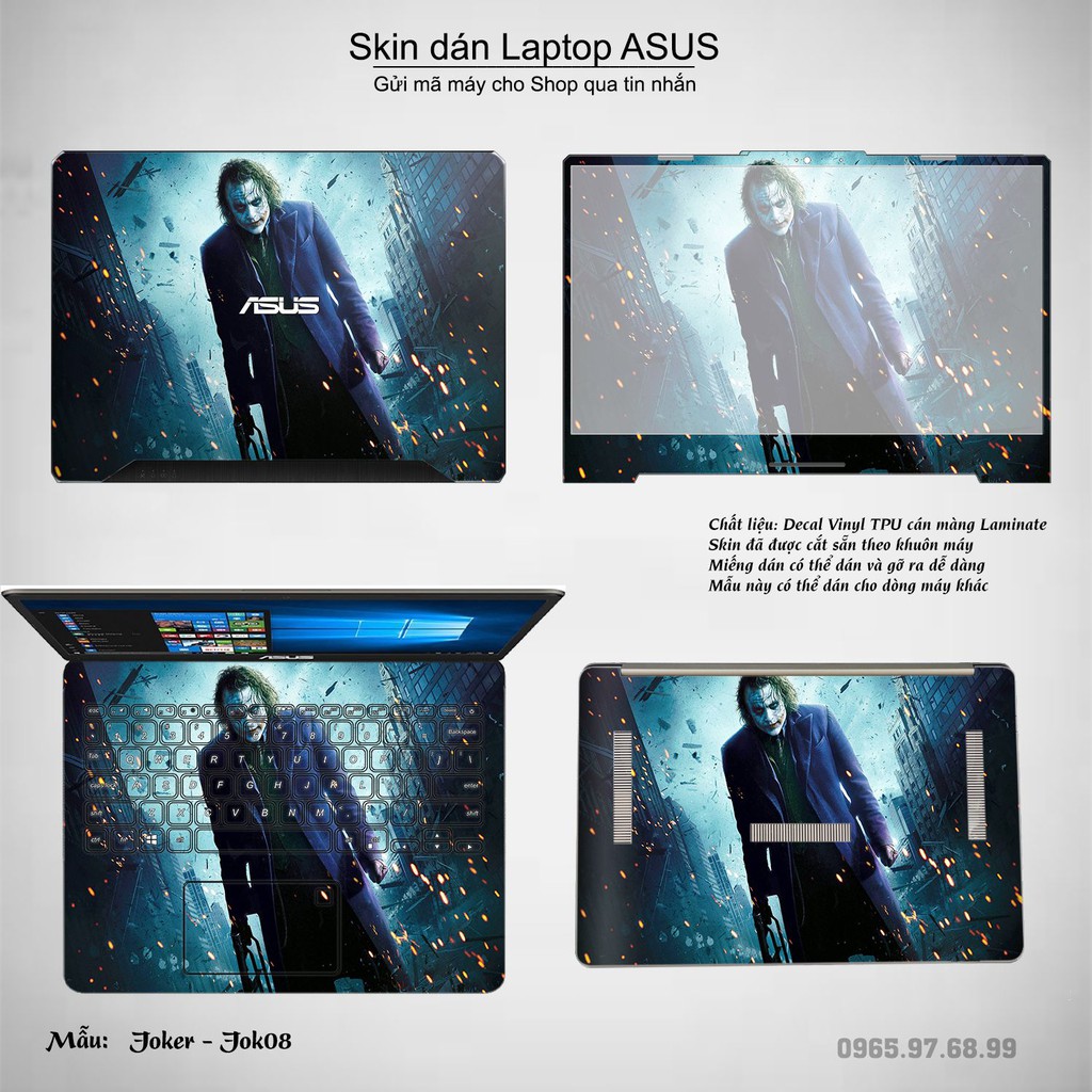 Skin dán Laptop Asus in hình Joker _nhiều mẫu 2 (inbox mã máy cho Shop)