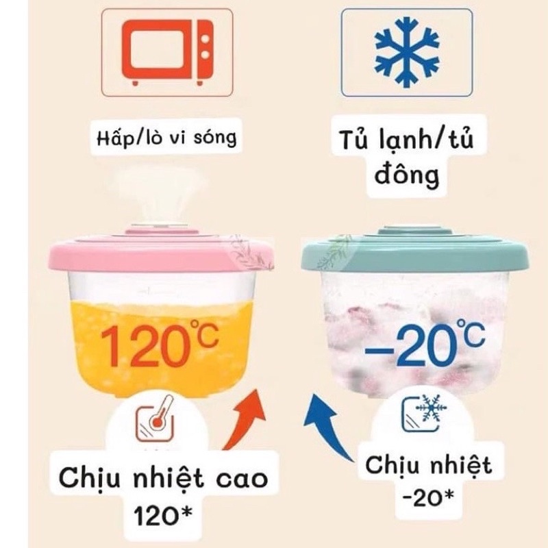 Khay trữ đông, hộp đựng đồ ăn dặm cho bé MISUTA 120ml dùng được trong lò vi sóng