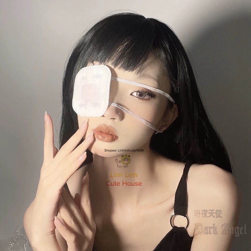 Băng Bông Che Mắt / Bịt Mắt Trắng Cosplay Phong Cách Nhật Bản