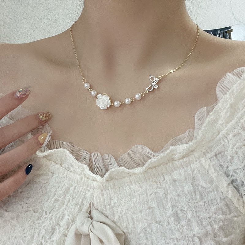 Vòng Cổ Choker Ngọc Trai Thắt Nơ Phong Cách Cổ Điển