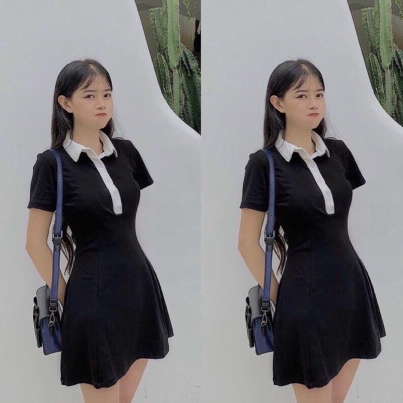 [SIÊU HOT] Váy Polo Trơn  Nữ  Đầm Cổ Sơ Mi Dáng Ôm Body, Thun Cộc Tay Màu ĐEN | HỒNG | XÁM Ulzzang
