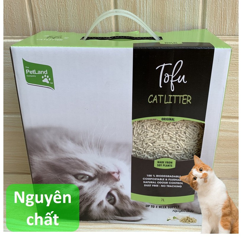 Cát đậu phụ Tofu 7L Cát vệ sinh cho mèo làm từ bã đậu nành Hữu cơ hòa tan trong bồn cầu và mèo ăn không sao