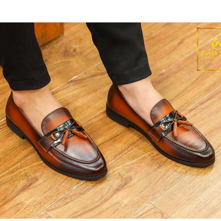 Giày lười da nam cao cấp kiểu dáng Tasseled Loafer da bò thật bảo hành 12 tháng - Mã T58