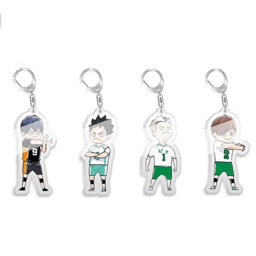Cleoes Móc Khóa Hình Bóng Chuyền Dễ Thương Thời Trang Kawaii Haikyuu!! Móc Khóa Trang Trí Xe Hơi ​Mặt Dây Chuyền Bằng Acrylic Trang Trí Túi Xách DIY