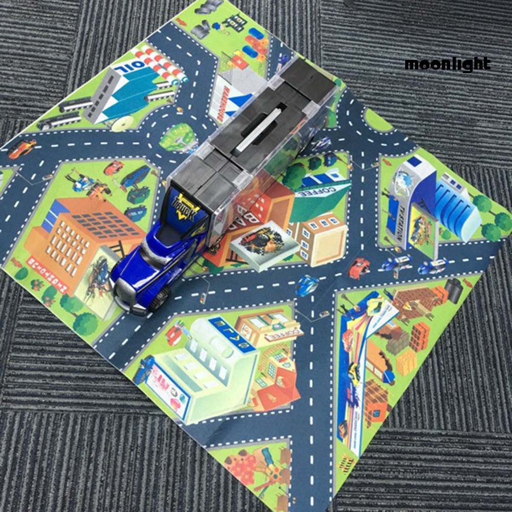 Thảm Vải Không Dệt Họa Tiết Giao Thông Thành Phố 80x70cm Cho Bé Tập Bò