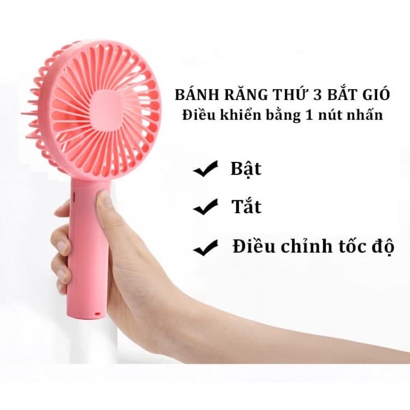 Quạt Cầm Tay Có Đế -Quạt Mini (tặng kèm phin và dây sạc)