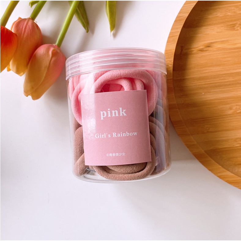 Dây buộc tóc hộp 50 dây màu pastel cho bé D886