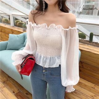 Áo ren trễ vai chun ngực, bèo gấu cực xinh cho nữ