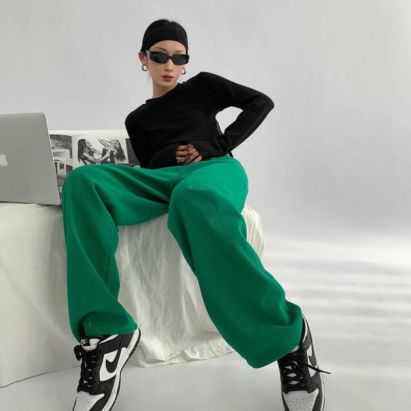 Quần kaki quần thô màu xanh lá loại 1 Quảng Châu bảng kích cỡ ở sau form rộng nên lùi 1 sz