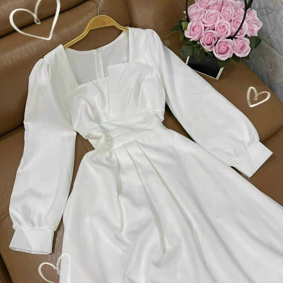 Đầm dự tiệc dáng dài tay phồng ôm eo cổ V TD | BigBuy360 - bigbuy360.vn