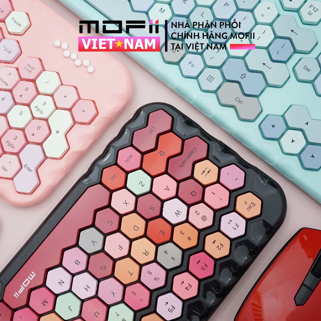 Combo Bàn Phím và Chuột không dây MOFII HONEY PLUS Chính hãng Giả Cơ tương thích Win, MacOS, iPad, Điện thoại, Tivi