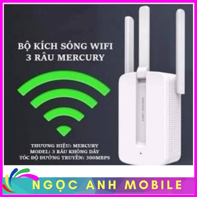 kích sóng wifi,Bộ Kích Sóng Wifi ,Bộ Kích Sóng Wifi Mercury, Repeater MW310RE 3 Anten Cực Mạnh NGỌC ANH MOBILE