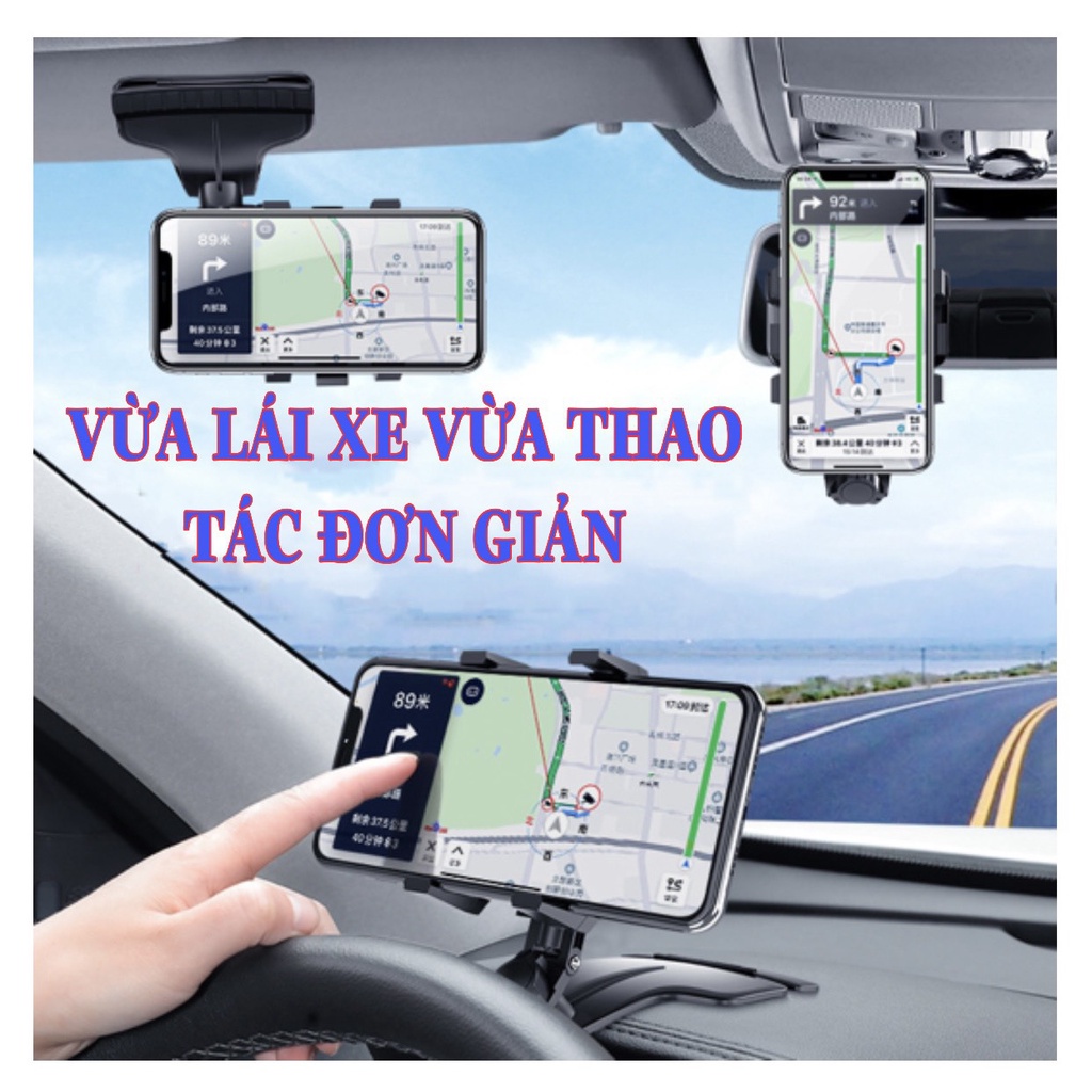 [Mẫu Mới Cao Cấp] Giá đỡ điện thoại ô tô - Giá kẹp điện thoại ô tô- Taplo - Kẹp che nắng - Gương trong xe - Xoay 360 độ