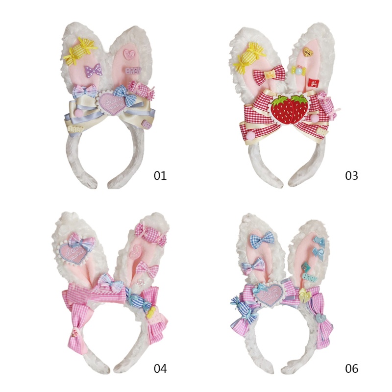 Băng Đô Tai Thỏ Phối Lông Xù Đáng Yêu Dành Cho Hóa Trang