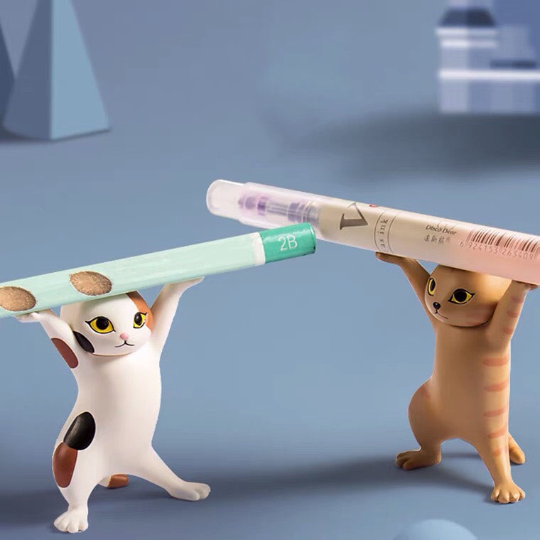 Set 5 mô hình mèo khiêng hòm mô hình mèo để bàn nhảy múa khiêng đồ nhiểu biểu cảm dễ thương- HO01
