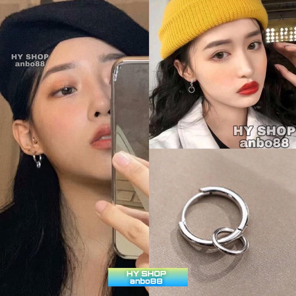 khuyên tai tròn vòng không gỉ Unisex cho nam nữ