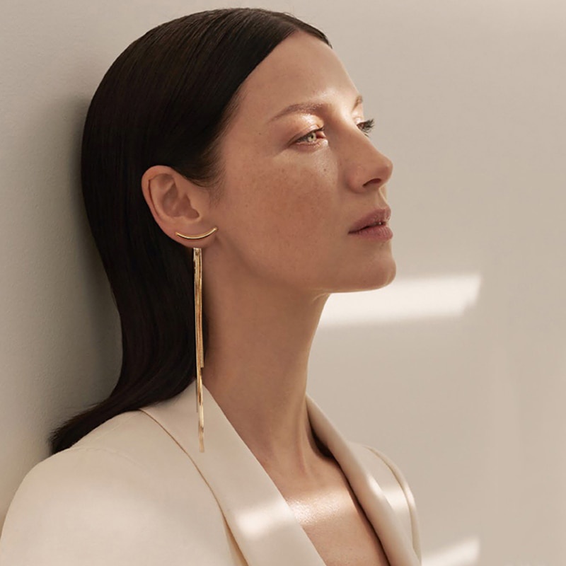 Khuyên Tai Dáng Dài Phối Tua Rua Màu Vàng Phong Cách Hàn Quốc Thời Trang Cho Nữ Jp5