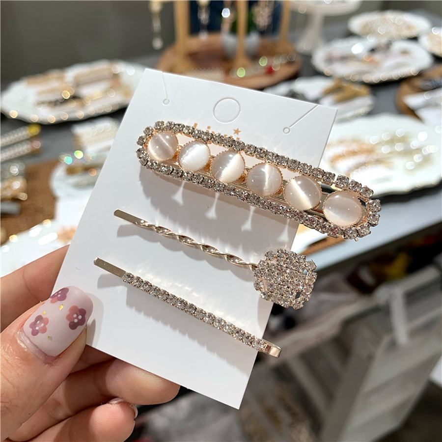 Set 3 kẹp tóc đính đá phong cách Hàn Quốc xinh xắn cho nữ