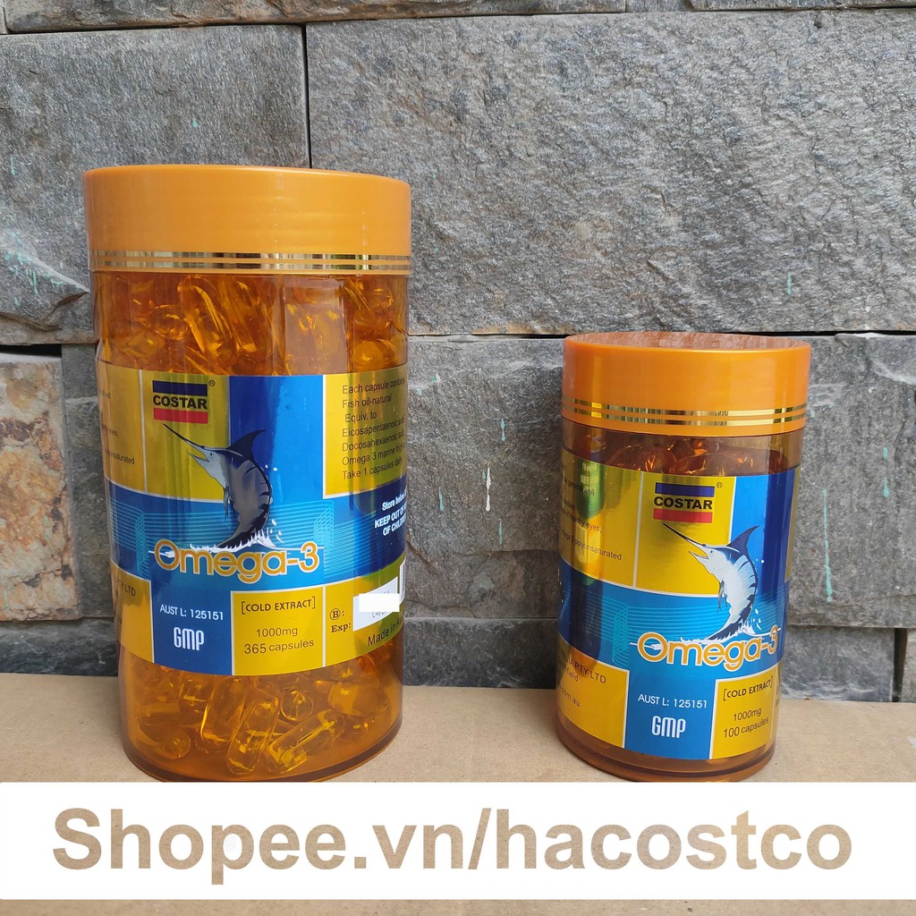 [Mã 66FMCGSALE hoàn 8% xu đơn 500K] Viên uống Costar Omega 3 Dầu Cá Fish Oil Úc 1000mg 100 viên, 365 viên Của Úc