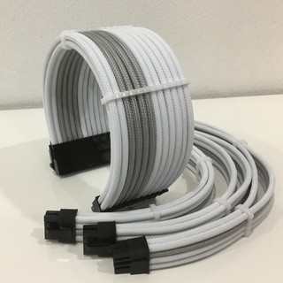 DÂY NGUỒN BỌC LƯỚI NỐI DÀI MÀU TRẮNG GHI CAO CẤP WHITEGREY01